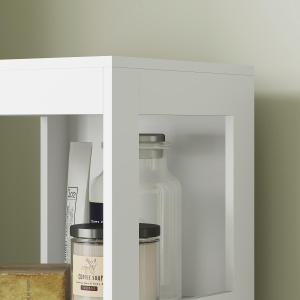 Mobilier de Baie cu 3 Rafturi Deschise și 2 Sertare, 30x30x141.2 cm, Alb - Img 9