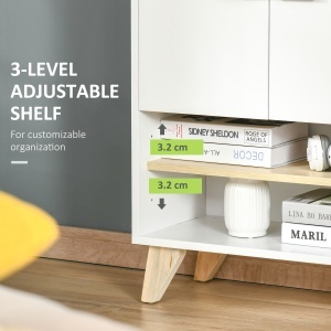 Mobilier multifunctional cu dulap cu 2 usi si compartimente deschise, din lemn, alb - Img 5