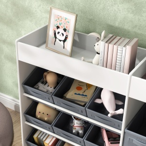 Mobilier pentru Jucării pentru Copii cu 11 Coșuri din Țesătură, Dulap și Rafturi, 105x30x80 cm, Alb - Img 8