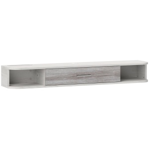 Mobilier TV Suspendat cu 2 Rafturi Deschise și un Dulăpior cu Ușă Rabatabilă, 120x26x16 cm, Gri - Img 1