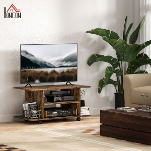 Modern TV Cabinet Stand Storage Shelves Table Mobile Bedroom Furniture Bookshelf Bookcase Rustic Brown - Img 2