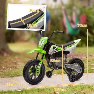Motocicleta Electrică Copii cu 2 Motoare, Accelerație Manuală, Copii 3-6 Ani Verde - Img 3