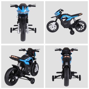 Motocicleta Electrică Copii cu Suspensie Dublă și Muzică și Lumini pentru Copii de la 3 la 8 ani Albastru - Img 8