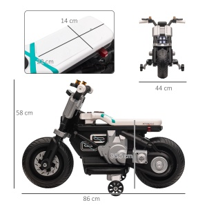 Motocicleta electrica cu roti de antrenament, jucarie in aer liber pentru 3-5 ani - alb - Img 3