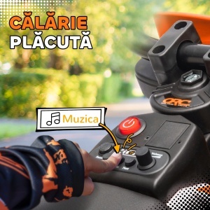 Motocicletă Electrică pentru Copii 3-6 Ani, 2 Motoare, Roți Detașabile și Sunete Portocaliu - Img 7
