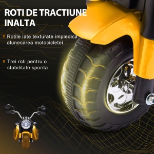 Motocicleta Electrica pentru Copii 3 Roti Lumini Sunete Baterie 6V Viteza 2km/h - Img 6