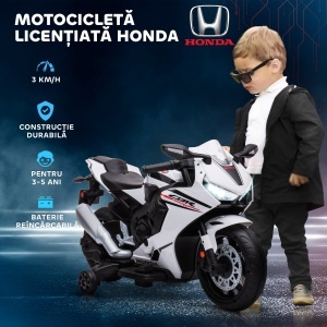 Motocicletă Electrică pentru Copii cu Baterie Reîncărcabilă de 6V, Viteză 3 km/h și Muzică, 90x44x52 cm, Alb - Img 6