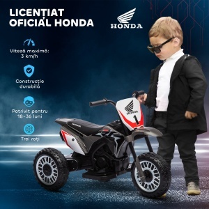 Motocicletă Electrică pentru Copii sub Licență Honda CRF450RL cu 3 Roți și Claxon, 71x40.5x43.5 cm, Gri - Img 4
