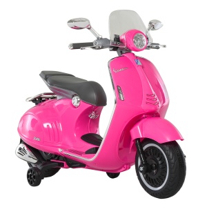 Motocicletă Jucărie, Motocicletă pentru Copii 3+ Ani din PP și Oțel cu 2 Roți Suplimentare, 108x49x75 cm, Roz - Img 1