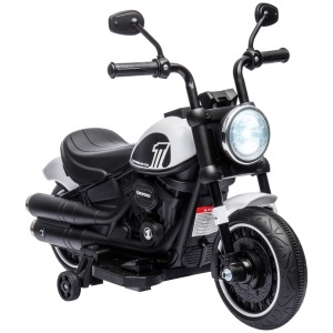 Motocileta Electrica de 6V cu Roti de Antrenament, Motocicleta Electrica Alimentata cu Baterii pentru Baieti si Fete, cu un Singur Buton de Pornire, Pedala, Far, pentru 18-36 luni, Albastru - Img 1