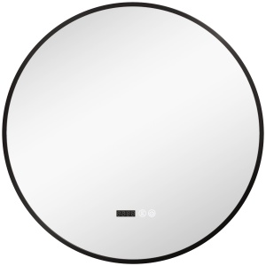 Oglindă de Baie Anti-Ceață cu Lumini LED Reglabile, Ø70x3 cm, Negru