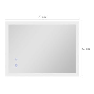 Oglinda de Baie cu Lumina LED, Luminozitate Reglabila si Functie de Memorie, 70x50x3 cm, Transparent - Img 3