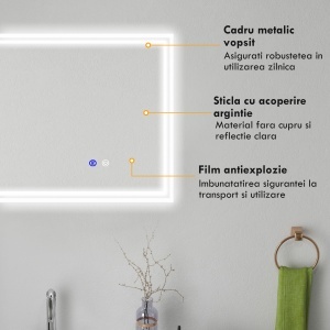 Oglinda de Baie cu Lumini LED, 90x70cm - Img 7
