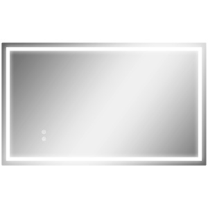 Oglindă de Baie Iluminată cu Lumini LED Reglabile și Strat Anti-Condens, 100x60 cm, Transparent
