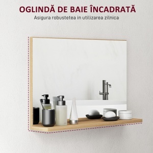 Oglindă de Baie Modernă cu Poliță 60x12x40 cm, Lemn - Img 6