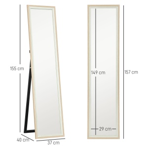 Oglindă de Podea Modernă, Oglindă de Perete și Podea Bicoloră pentru Dormitor și Hol, 37x157 cm, Alb - Img 3