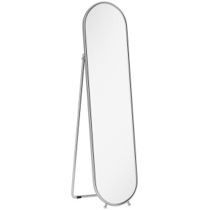 Oglindă Întreagă de Podea cu Suport Rabatabil, Sticlă și Metal, 40x4x160 cm, Argintiu