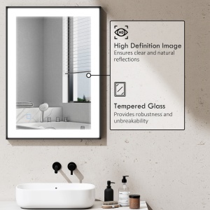 Oglinda LED pentru Baie cu 3 Temperaturi și Lumină cu Intensitate Reglabilă, 70x3x50 cm, Negru - Img 6
