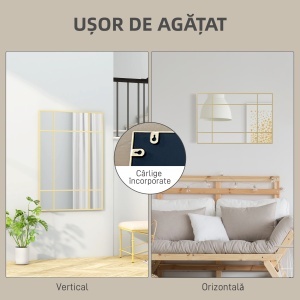 Oglinda Perete – Dreptunghiulara cu Cadru Metalic Stil Fereastra - Img 5