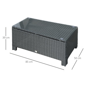 Ousunny Masa de Cafea cu Sticla Securizata, Negru - Img 3