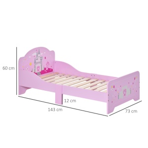 Pat Copii Roz – 143×73×60 cm, Lemn, pentru Varste 3-6 Ani - Img 3