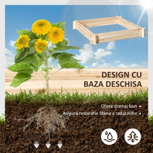 Pat pentru Gradina de Zarzavat din Lemn de Brad, Asamblare fara Suruburi, 100x100x16cm - Img 4