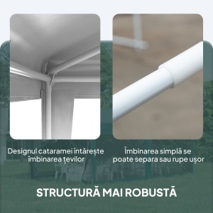 Pavilion de Grădină 3x3 m Portabil cu Acoperire Anti UV, Alb - Img 5