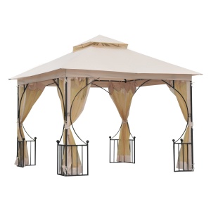 pavilion de gradina cu acoperis dublu 3x3m, bej - Img 1