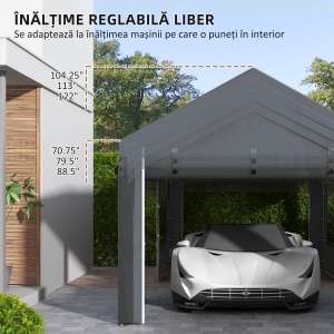 Pavilion de Grădină cu Înălțime Reglabilă, 4 Uși și 4 Ferestre, 6x3 m, Gri Închis - Img 5