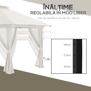 Pavilion Pliabil Pop-Up 4x4 m cu Înălțime Reglabilă pe 3 Niveluri, Pavilion Exterior cu Plasă de Țânțari, Saci de Nisip, Geantă de Transport, UV50+, pentru Grădină Camping Petreceri, Crem - Img 6