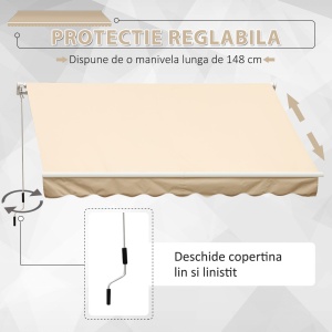 Perdea Parasole Rulou de Perete de Extern Impermeabil in Aluminiu, Bej, 3x2.5m - Img 6