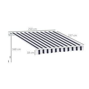 Perdea Soare Rulanta de Perete Manuala cu Dungi , Albastr si alb, 2.5x2m - Img 3