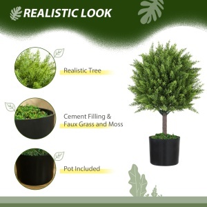 Plantă Artificială Cedru Rezistentă la Raze UV cu Ghiveci, Ø14,5x55 cm, Verde - Img 4