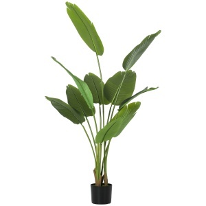 Plantă Artificială de 160 cm cu 10 Frunze Verzi din PEVA și Vas de Ø16.5x13.5 cm - Img 1