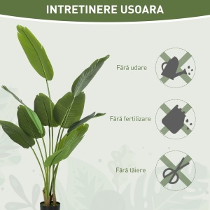 Plantă Artificială de 160 cm cu 10 Frunze Verzi din PEVA și Vas de Ø16.5x13.5 cm - Img 6