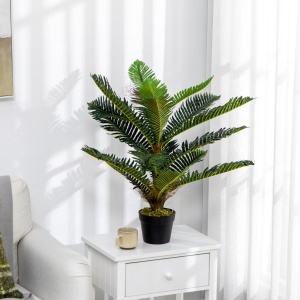 Plantă Artificială de Palmă cu 18 Frunze și Vas Inclus pentru Interior, Înălțime 85 cm, Verde - Img 2