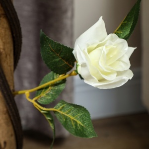 Plantă Artificială de Trandafir cu 21 de Flori Ø18x90 cm Portocaliu cu Vas - Img 8