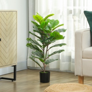 Plantă Artificială Ficus Lyrata Înaltă de 80 cm, Decorativă pentru Interior cu Ghiveci, Verde - Img 8