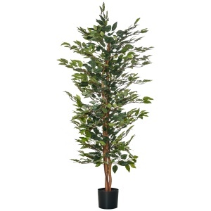 Plantă Ficus Falsă, Plantă Înaltă de 150cm, Plantă Artificială Decorativă pentru Interior și Exterior, Ø17x14.5 cm, Verde - Img 1
