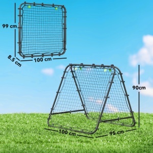 Plasa de fotbal pliabila din PE si oțel, cu unghi reglabil si cuie, 100x95x90 cm, albastru - Img 3