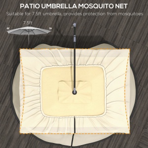 Plasă de Țânțari pentru Umbrelă cu Ochiuri Dense și Deschidere cu Fermoar, 3x2,3 m, Bej - Img 6