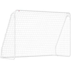 Poartă de Fotbal pentru Grădină și Parc cu 6 Pari în formă de U, din PE și Metal Eposidic, 301x120x200 cm, Alb - Img 1