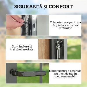 Poartă de Grădină cu Mâner, Încuietoare și 3 Chei din Oțel Neagră - Img 5