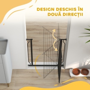 Poartă Extensibilă și Reglabilă pentru Câini, pentru Scări și Uși, din Oțel și ABS, 75-85x76 cm, Negru - Img 8