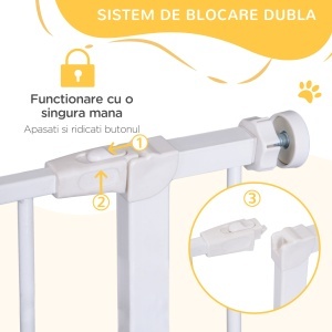 Poarta Siguranta Copii & Animale – 76×72–82 cm, Alb Reglabila - Img 4