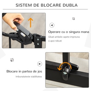 Portita pentru Caini cu Fixare prin Apasare, Extensibila de 74-80 cm cu Inchidere Automata, Neagra - Img 4