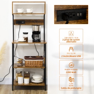 Raft Bucatarie cu Prize – Dulap Multifunctional pentru Microunde - Img 4
