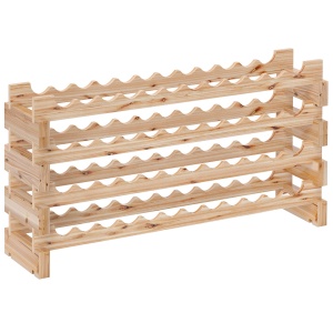 Raft Vin din Lemn Natural – 4 Rafturi pentru 48 Sticle