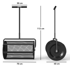 Răspânditor Compost de 75L cu Mâner Reglabil în Formă de T din Metal Negru - Img 3