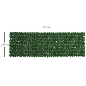 Rulou Artificial de Gard Viu din PE, Anti-UV, 300x100 cm, Frunze Verde inchis - Img 3